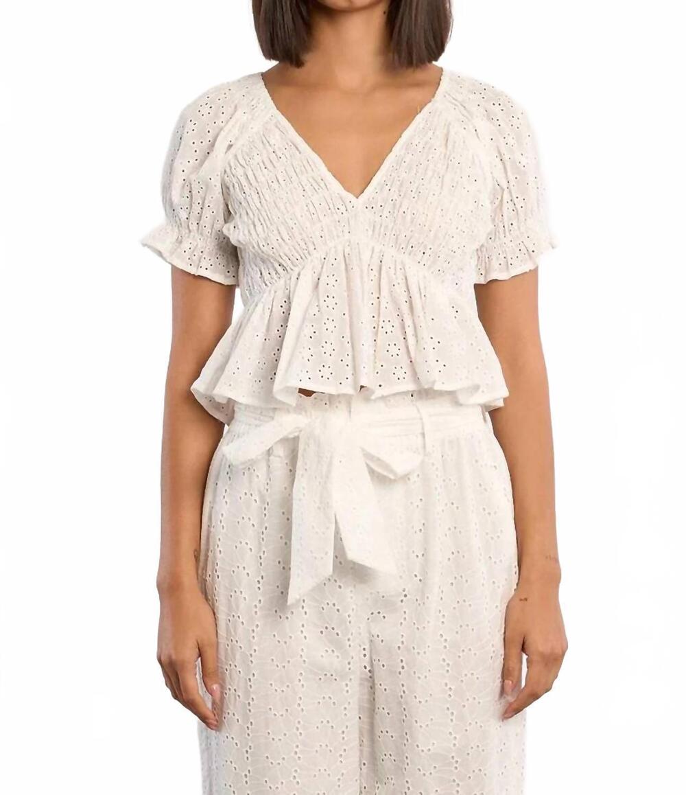 NEW MOLLY BRACKEN broderie anglaise crop top in white